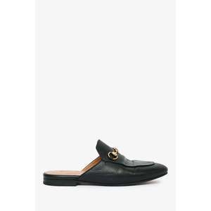 Gucci Black Leather Horsebit Princeton Slides Size 35.5